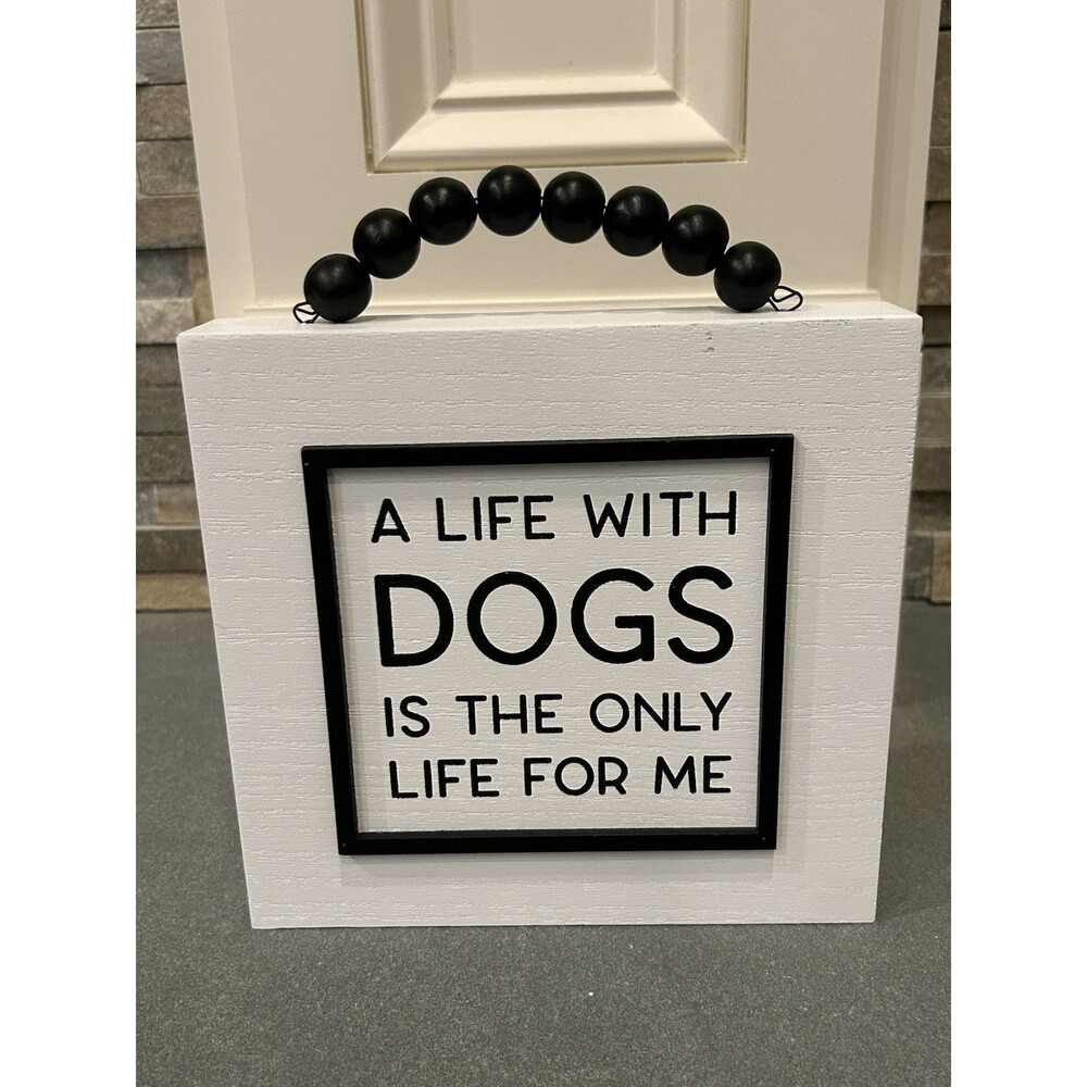 Hobby Lobby Dogs & Puppies Shadow Box Sign Decorative Wood White Black 9x7.88"